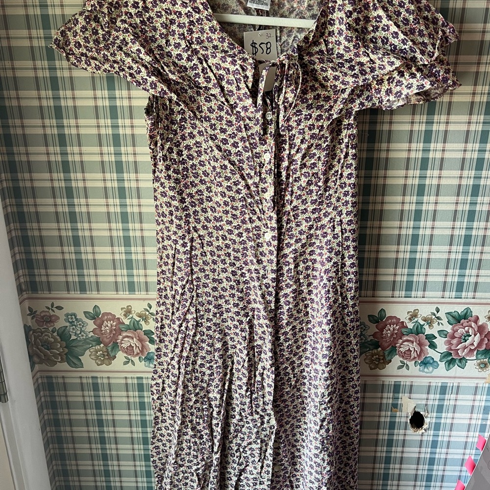 Vintage Purple and White Floral Dress